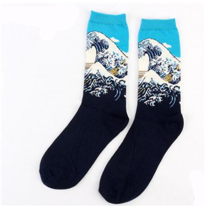 Socks with detail image of "Great Wave over Kanagawa" by Hokusai